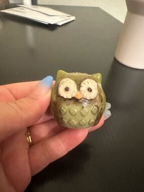 Green Ceramic Owl Figurine